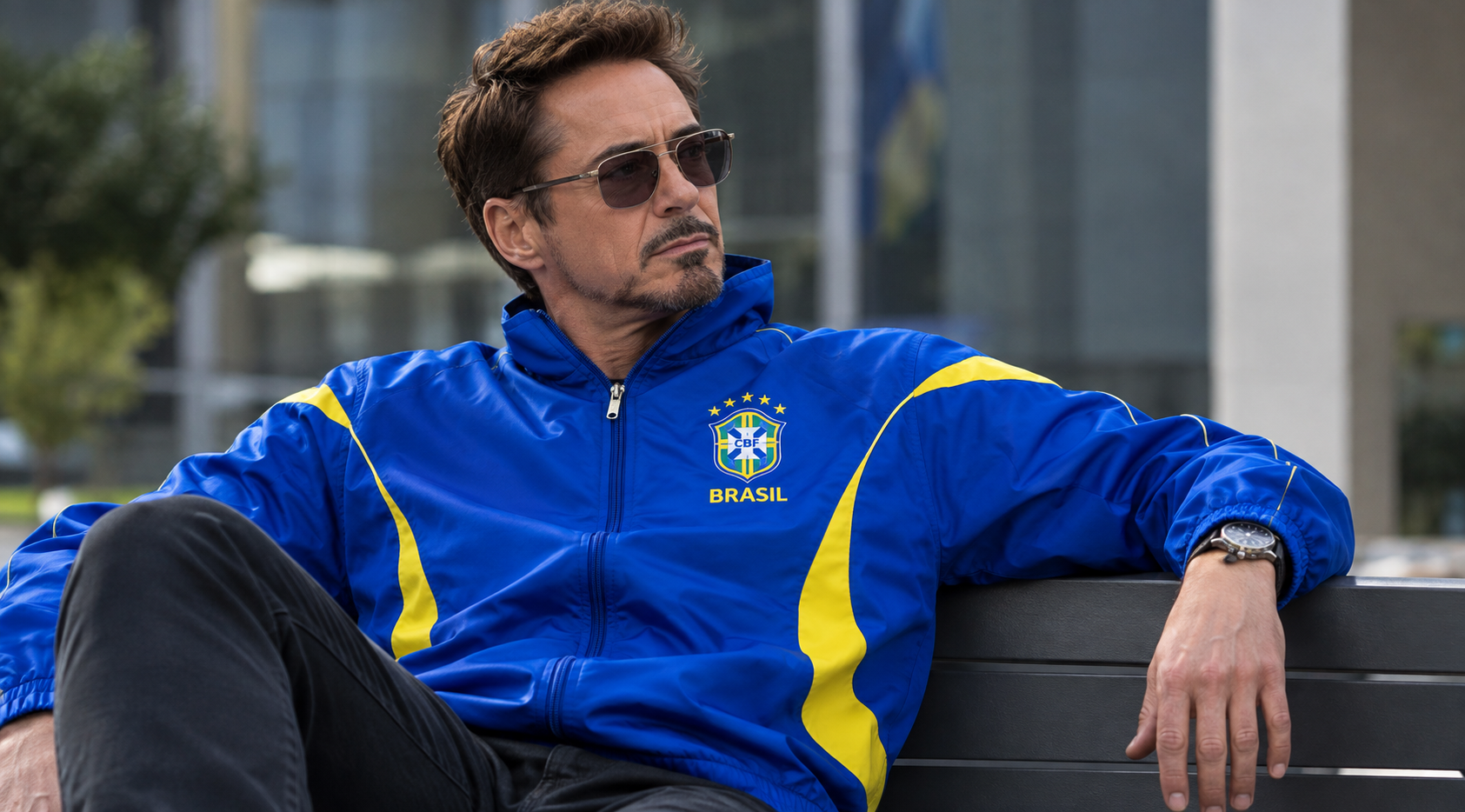 FIFA World Cup Brazil Anthem Blue Jacket with Yellow Panels
