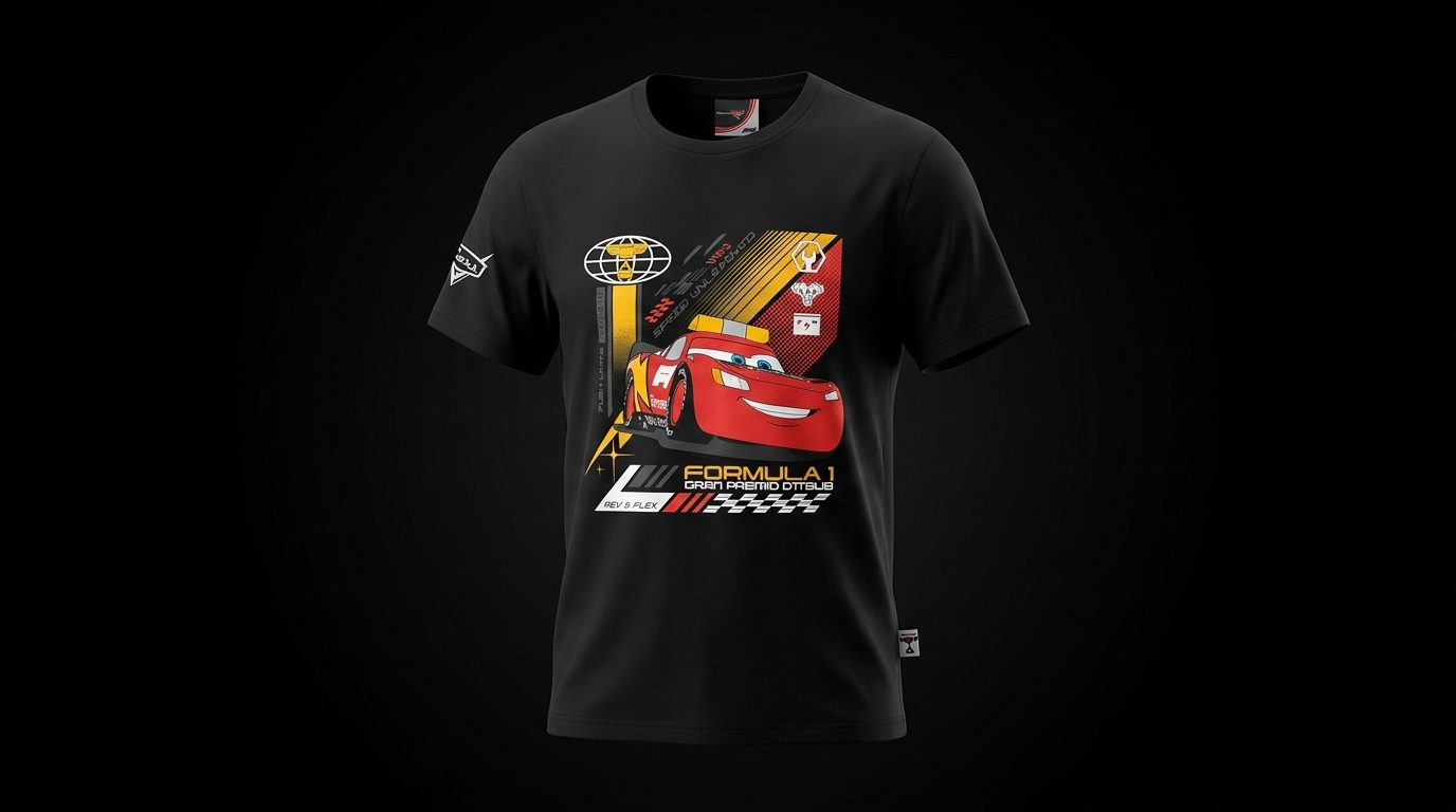 Lightning McQueen F1 Black Graphic T-Shirt