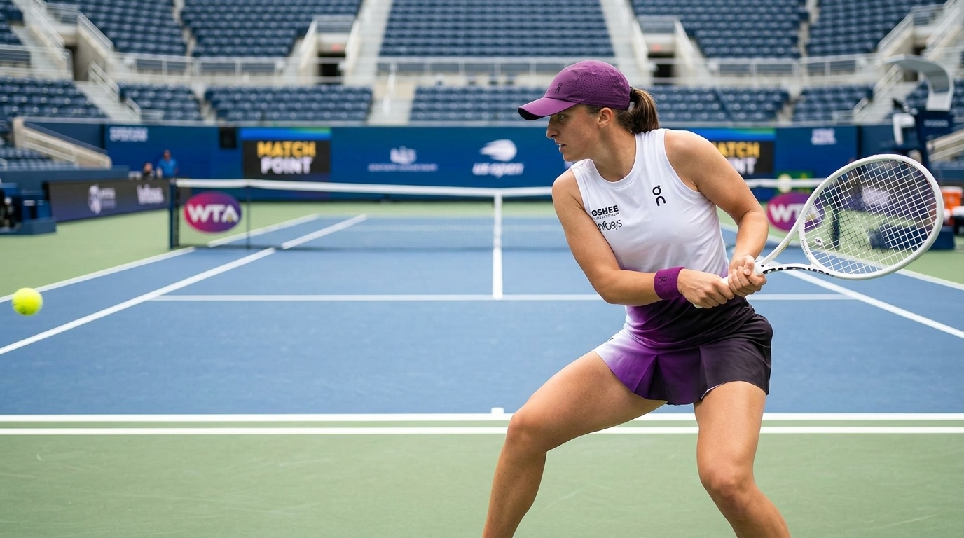 Iga Swiatek 2026 US Open White Purple Top