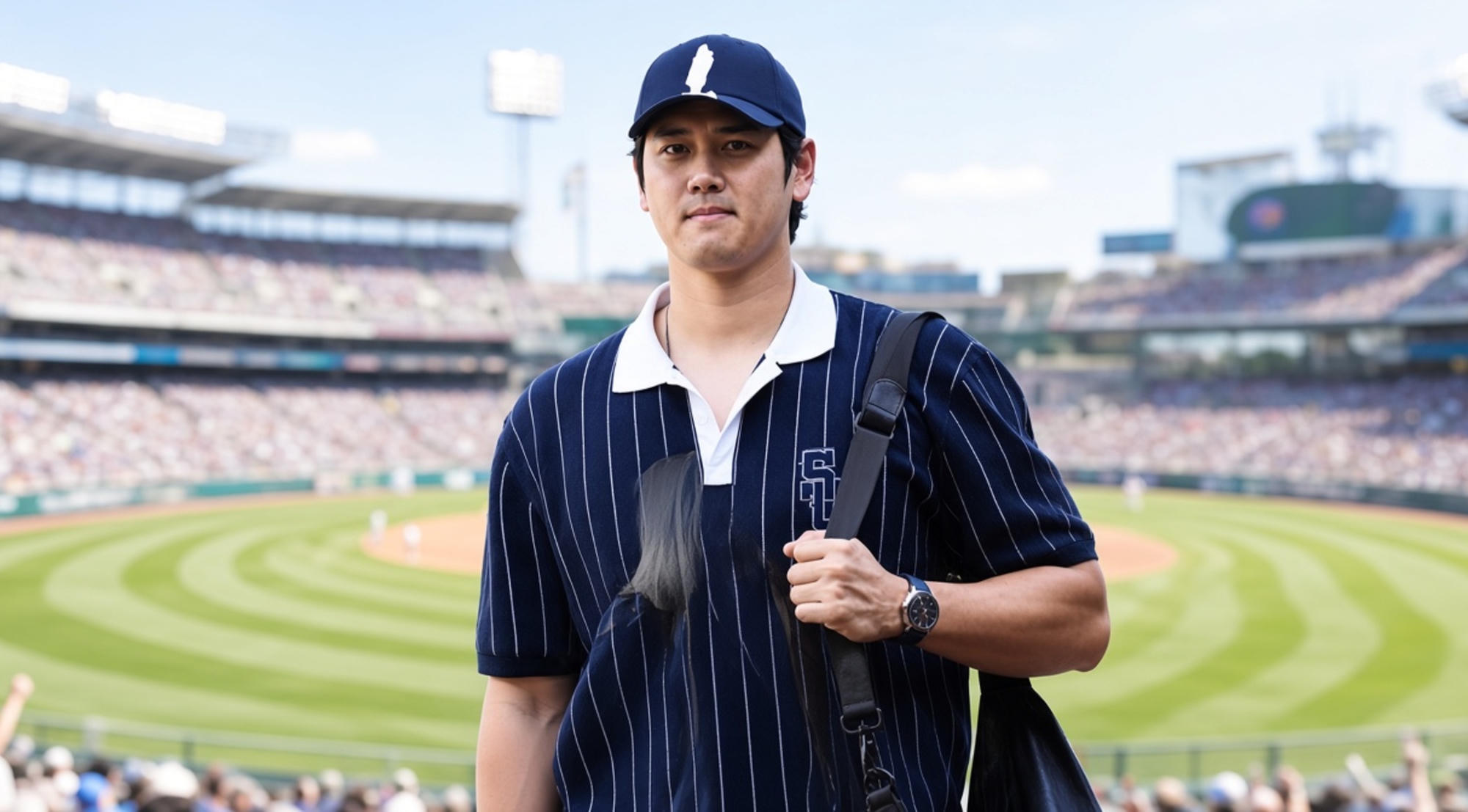 Shohei Ohtani Los Angeles Dodgers 2026 Navy Pinstripe Polo Shirt