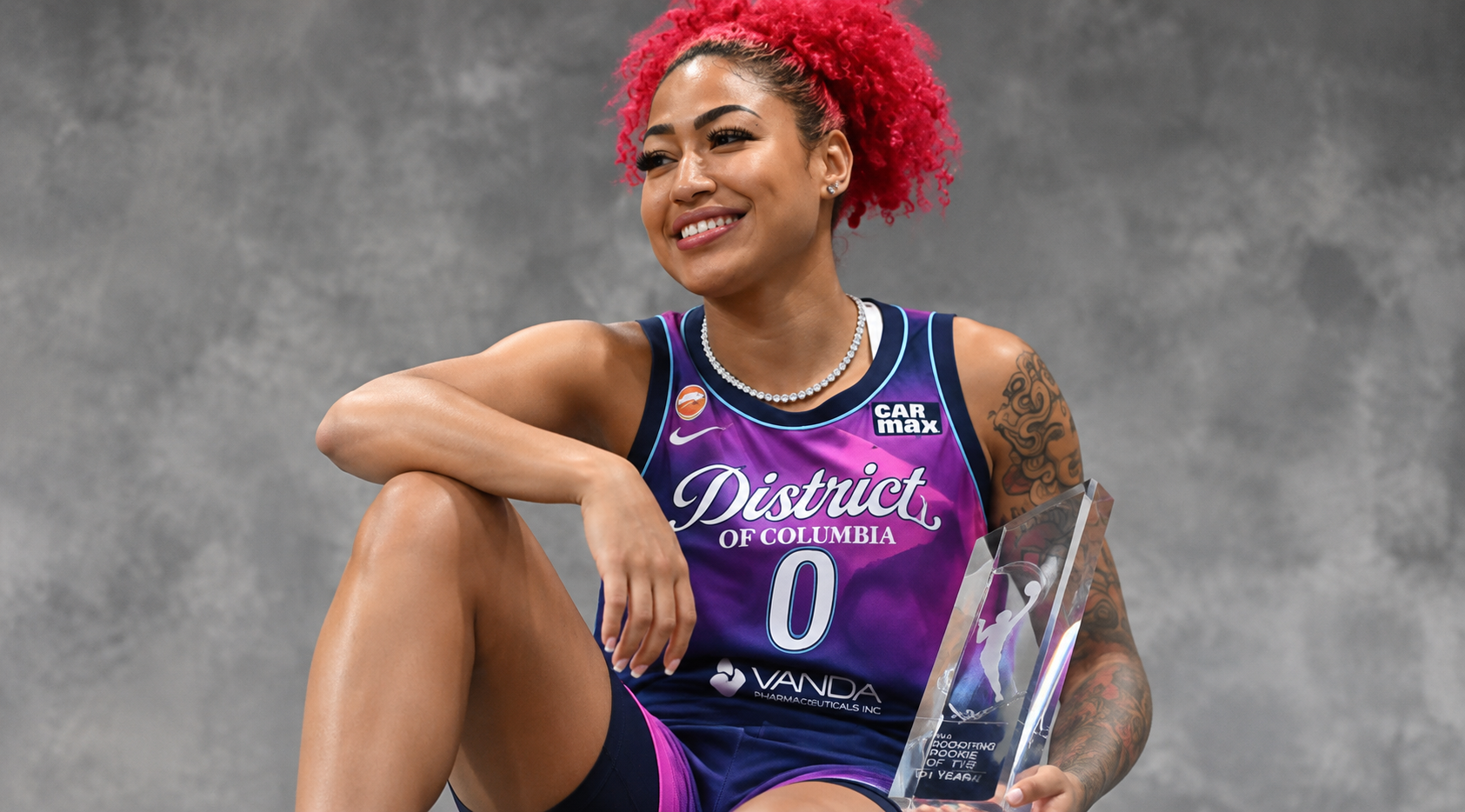 Shakira Austin AT&T WNBA All-Star 2026 District of Columbia gradient navy pink basketball jersey