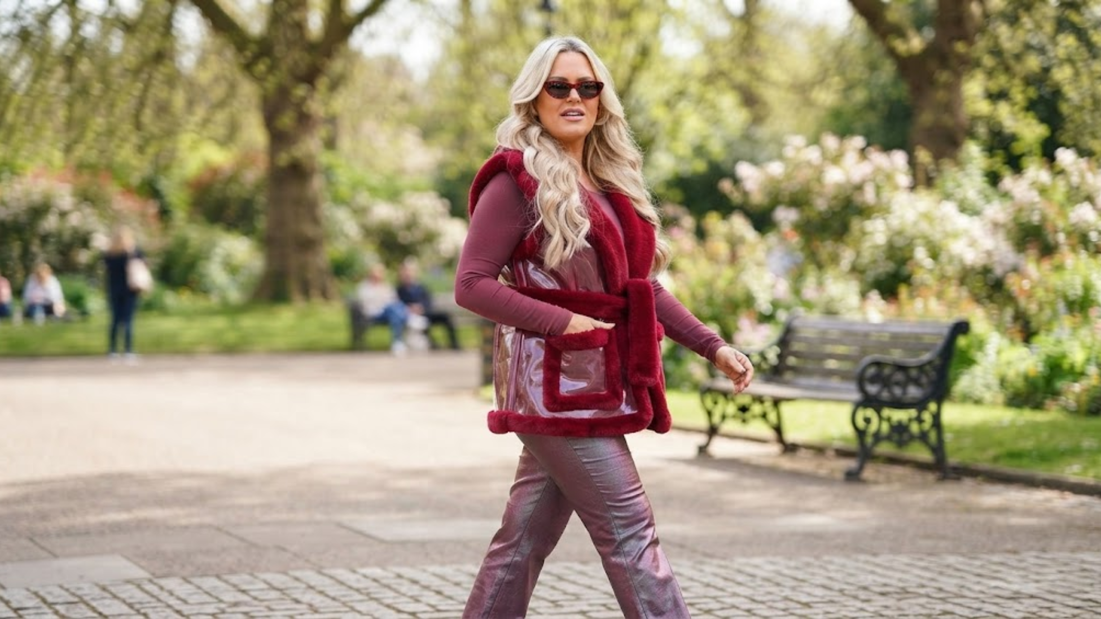 The Only Way Is Essex S36 Saffron Lempriere Red Faux Fur Vest