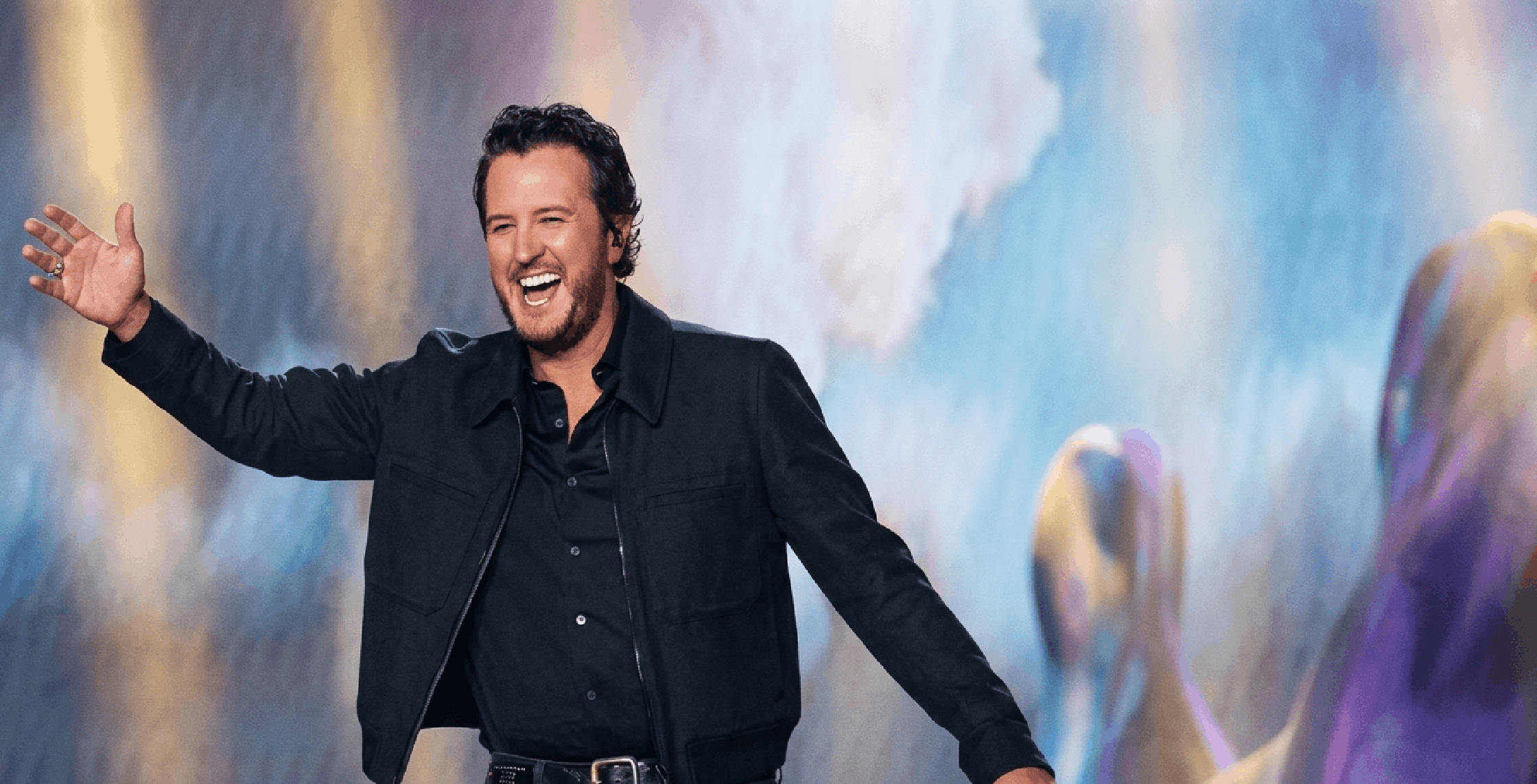 American Idol Season 24 Luke Bryan black trucker jacket with silver zipper and structured modern fit