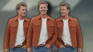 Brad Pitt’s Burnt Orange Suede Jacket in F1The Movie (2025) A Signature Sonny Hayes Style Moment