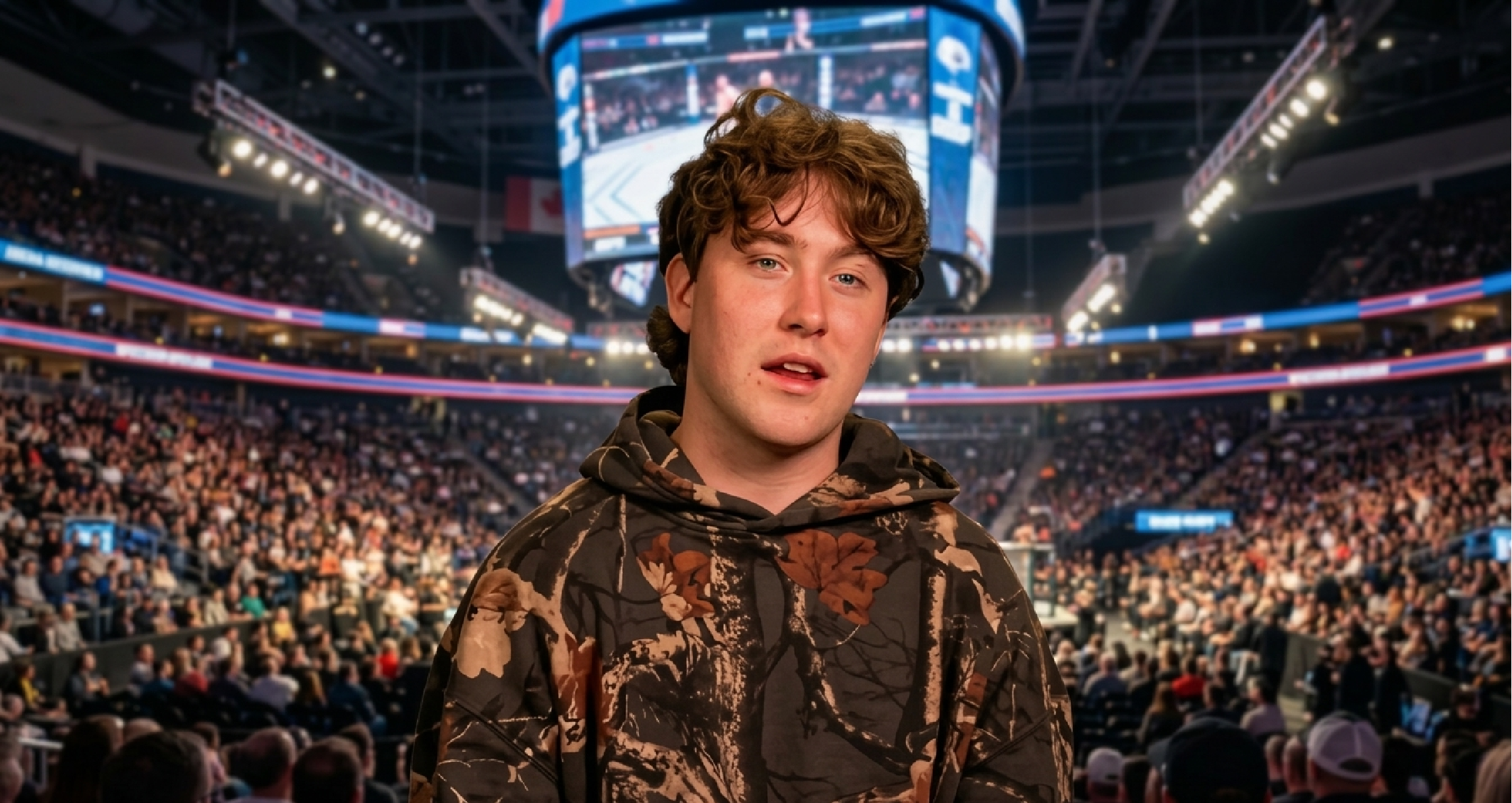 Canada Shore Season 1 Ethan Maynard woodland camo oversized drop-shoulder fleece hoodie from Episode 2