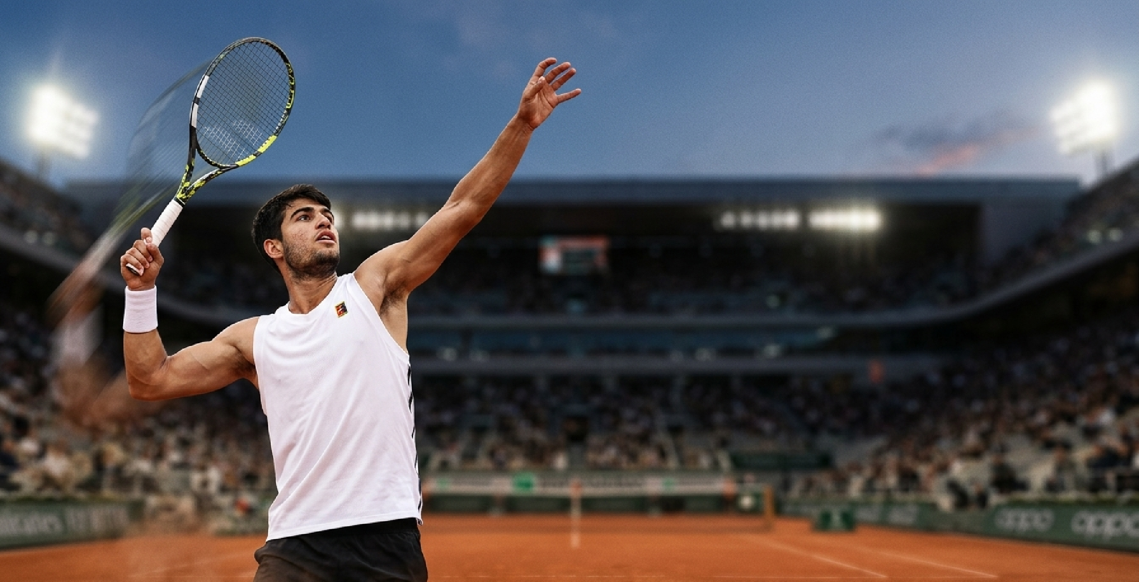 Carlos Alcaraz 2025 white Nike Court Dri-FIT tennis tank top with chest logo and athletic fit