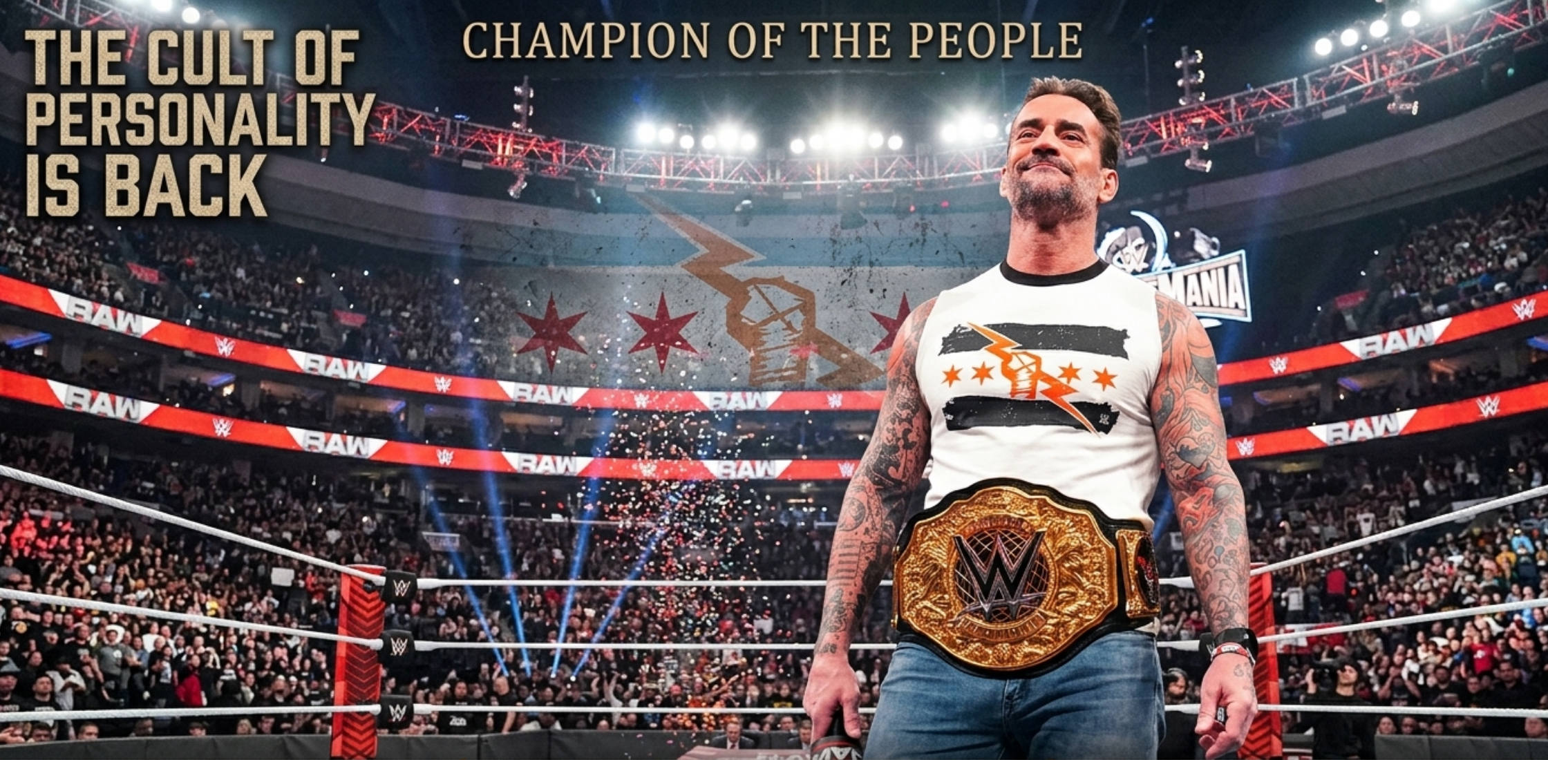 CM Punk Monday Night RAW 2026 Chicago Lightning Fist White Muscle Tank Top