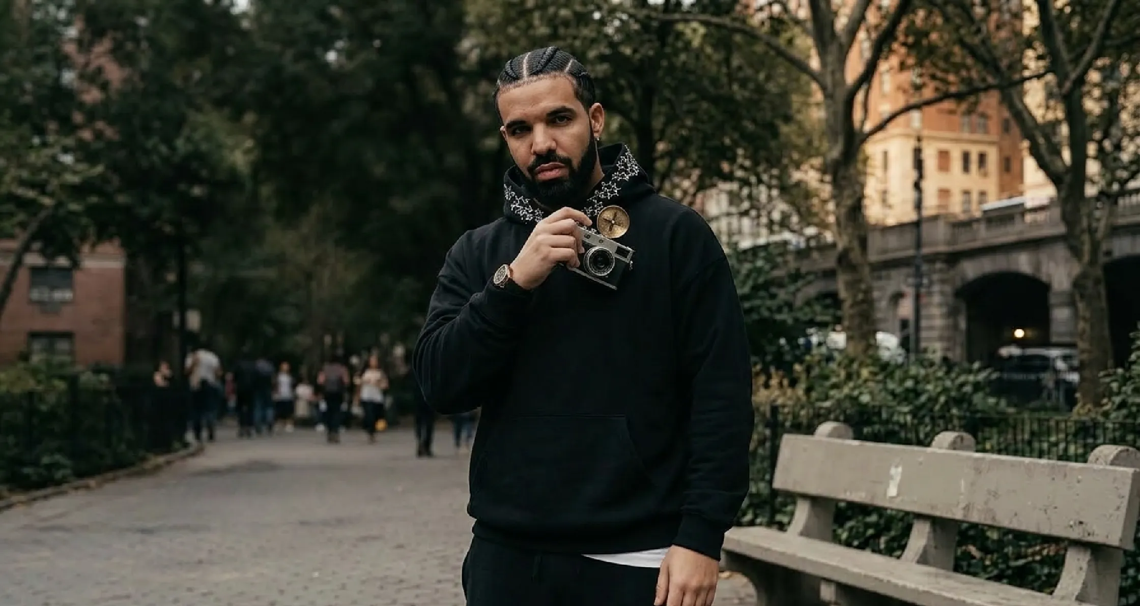 Drake Hate Survivor black oversized hoodie with bold graphic text and star embroidered hood detail