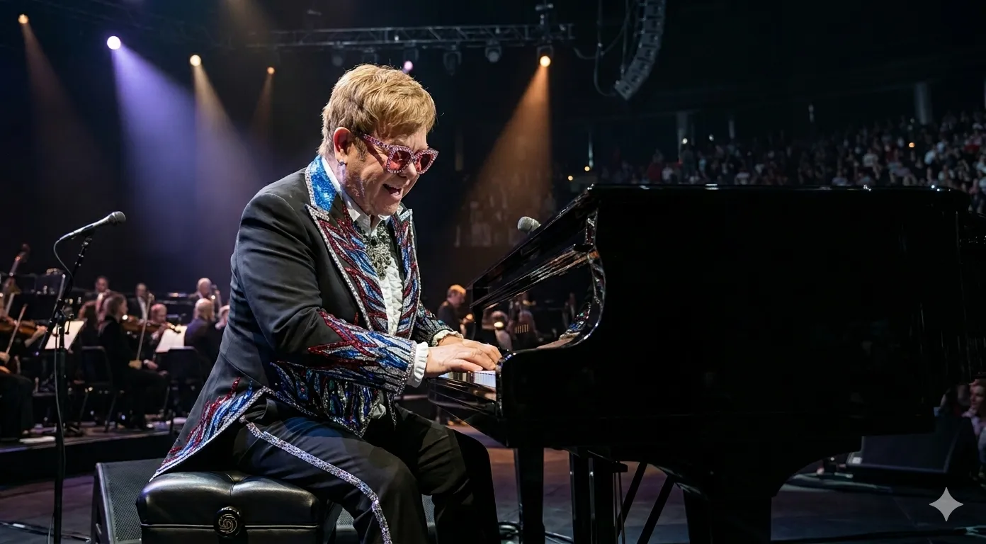 Elton John electric blue and crimson red flame sequin black tailcoat blazer with silver crystal trim