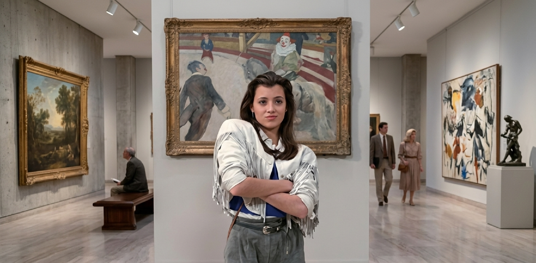 Sloane Peterson white fringe leather jacket from Ferris Bueller’s Day Off