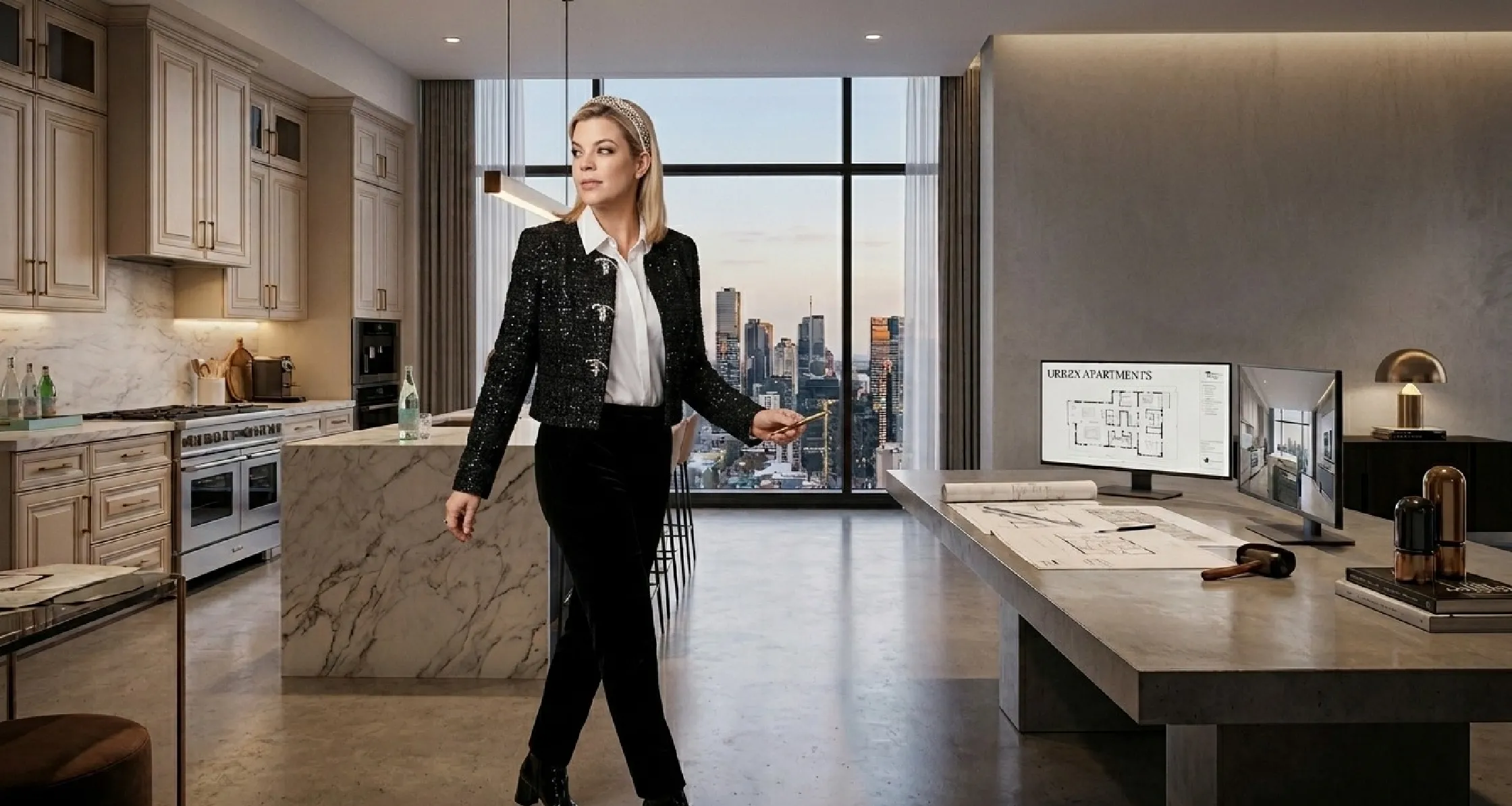 Maxie Jones black cropped tweed jacket with crystal bow embellishments worn by Kirsten Storms in General Hospital
