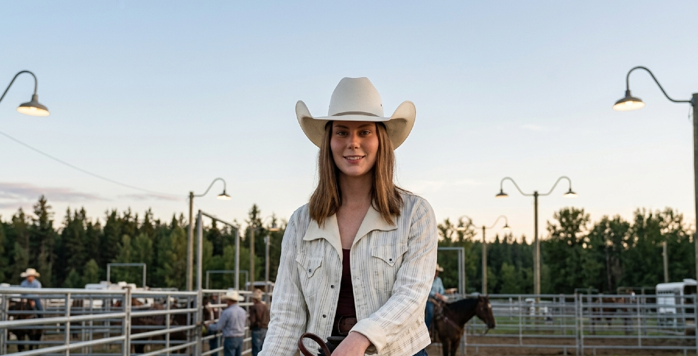 Heartland S19 Katie Fleming Morris striped cream cropped jacket with Western collar