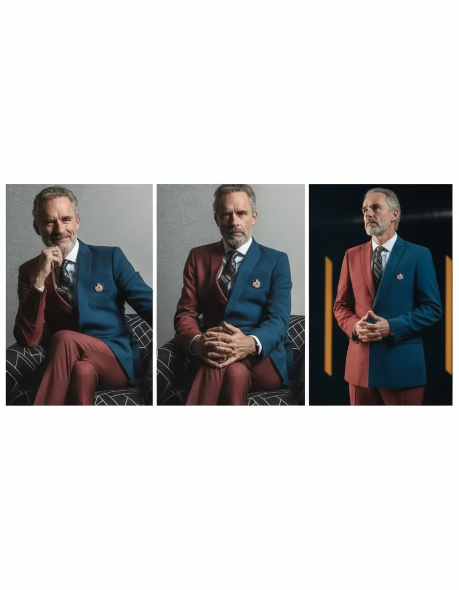 Jordan B. Peterson Heaven and Hell red and blue two-tone colorblock slim-fit suit