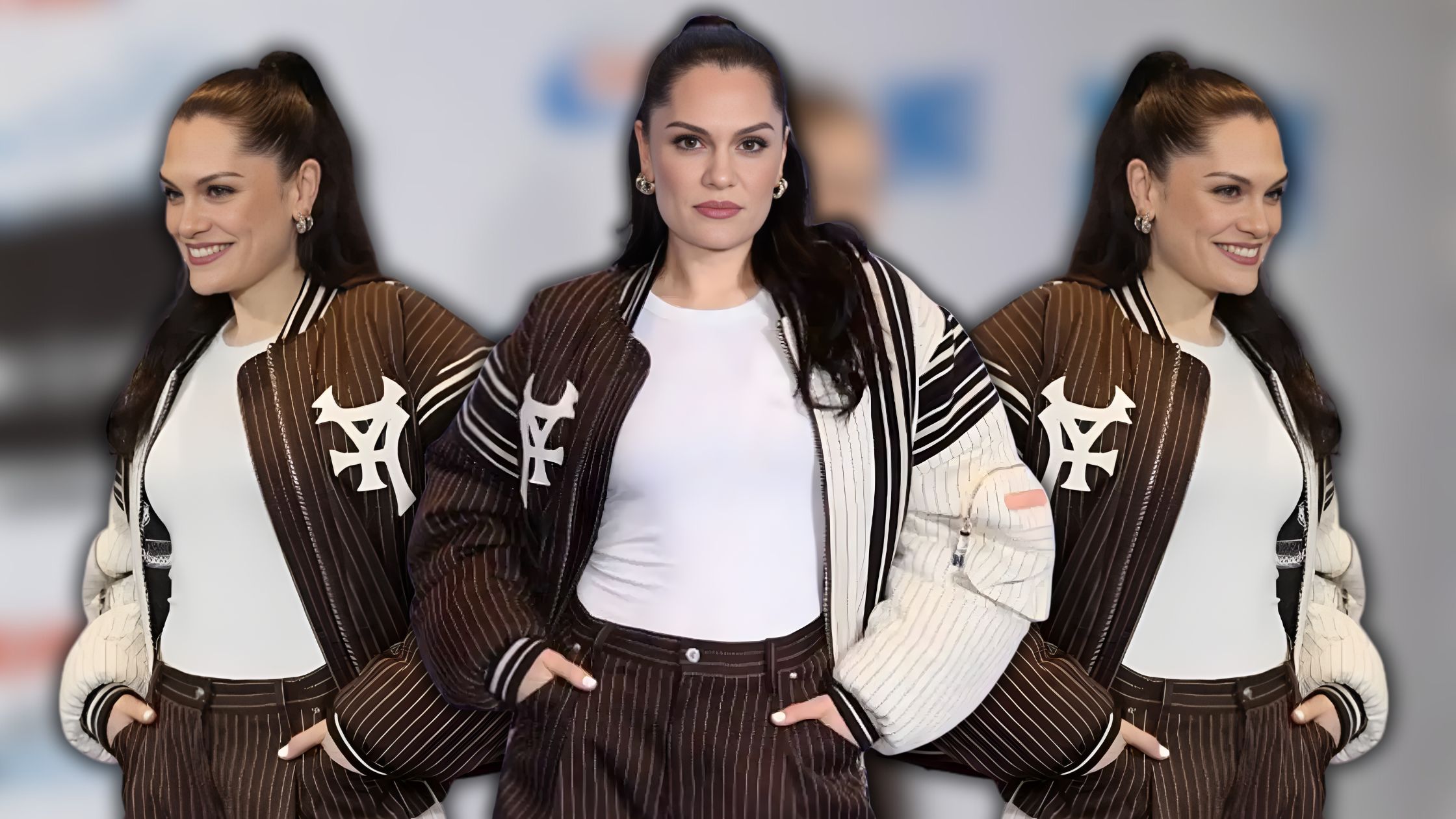 Jessie J Stuns in Brown and Cream Bomber Jacket at Capital’s Jingle Bell Ball 2025