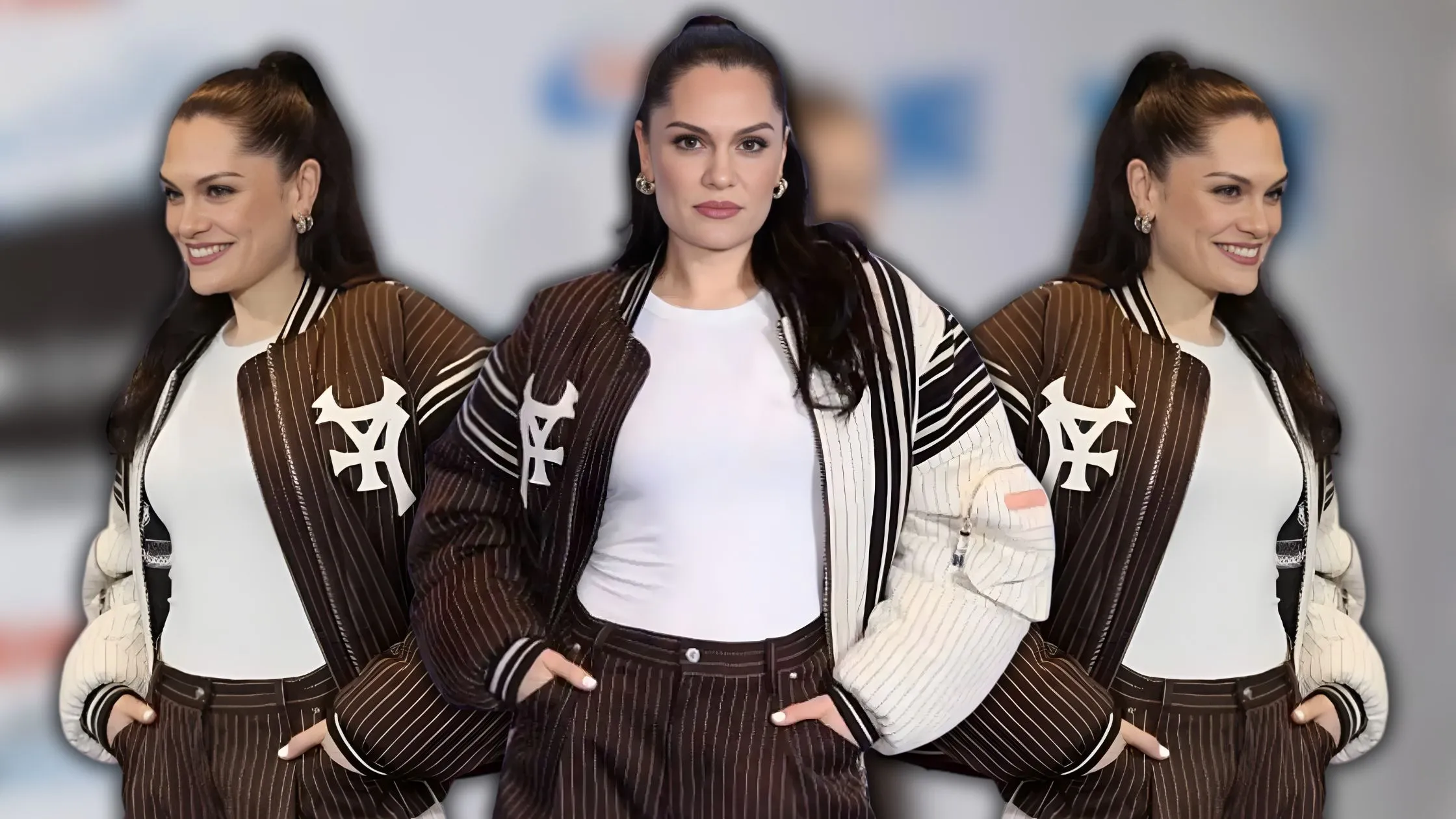 Jessie J Stuns in Brown and Cream Bomber Jacket at Capital’s Jingle Bell Ball 2025