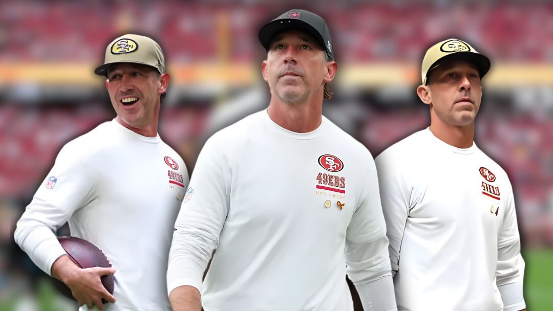 Kyle Shanahan Sports Clean 49ers Salute to Service Sweatshirt on the NFL Sideline (2025)