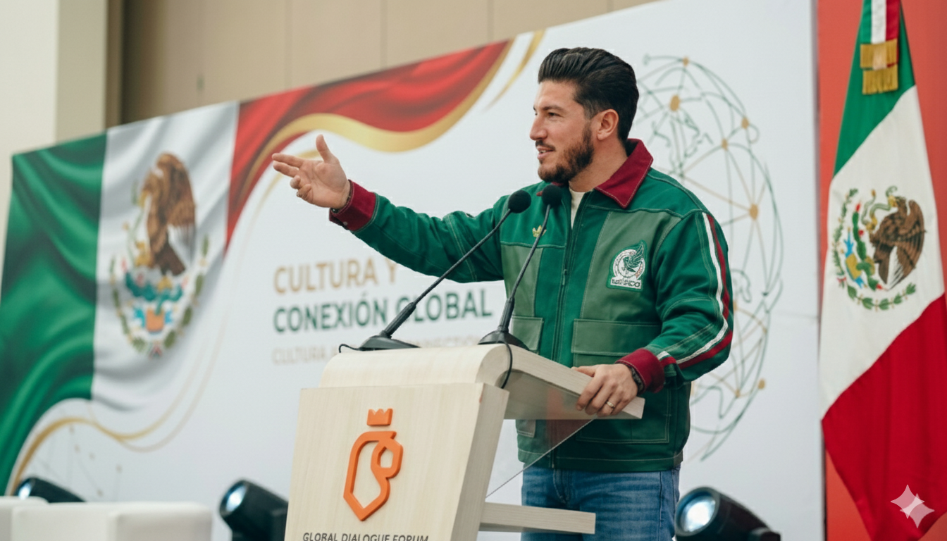 Mexico Worker 2026 green patchwork track jacket with Aztec panels, white sleeve stripes, and Mexico crest