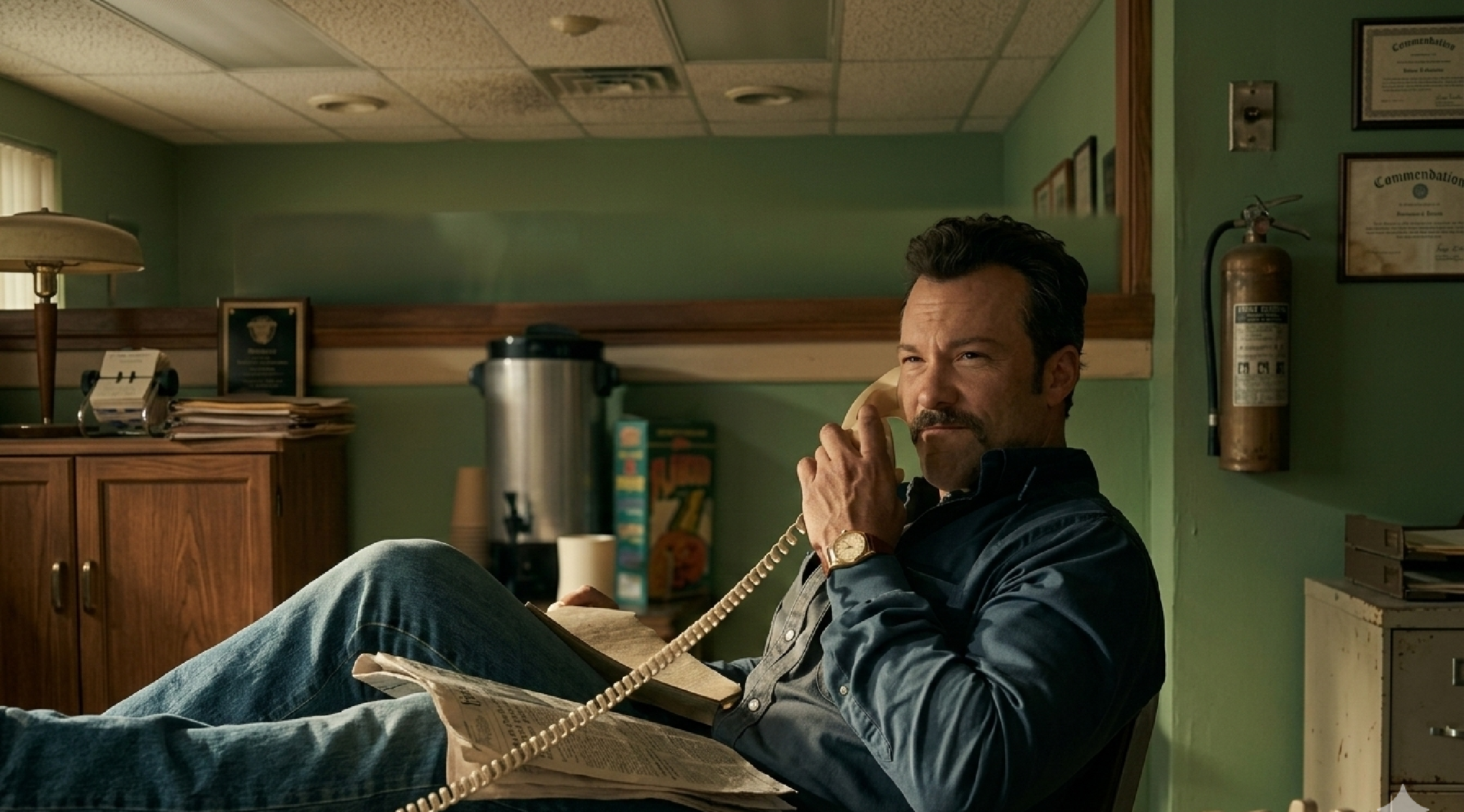 Mike Francis Grey Western Shirt worn by Kyle Schmid in NCIS Origins Season 1