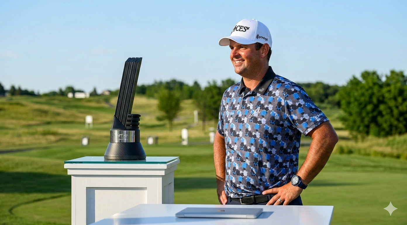 Patrick Reed 2025 LIV Golf Dallas blue camo abstract performance polo shirt with navy collar