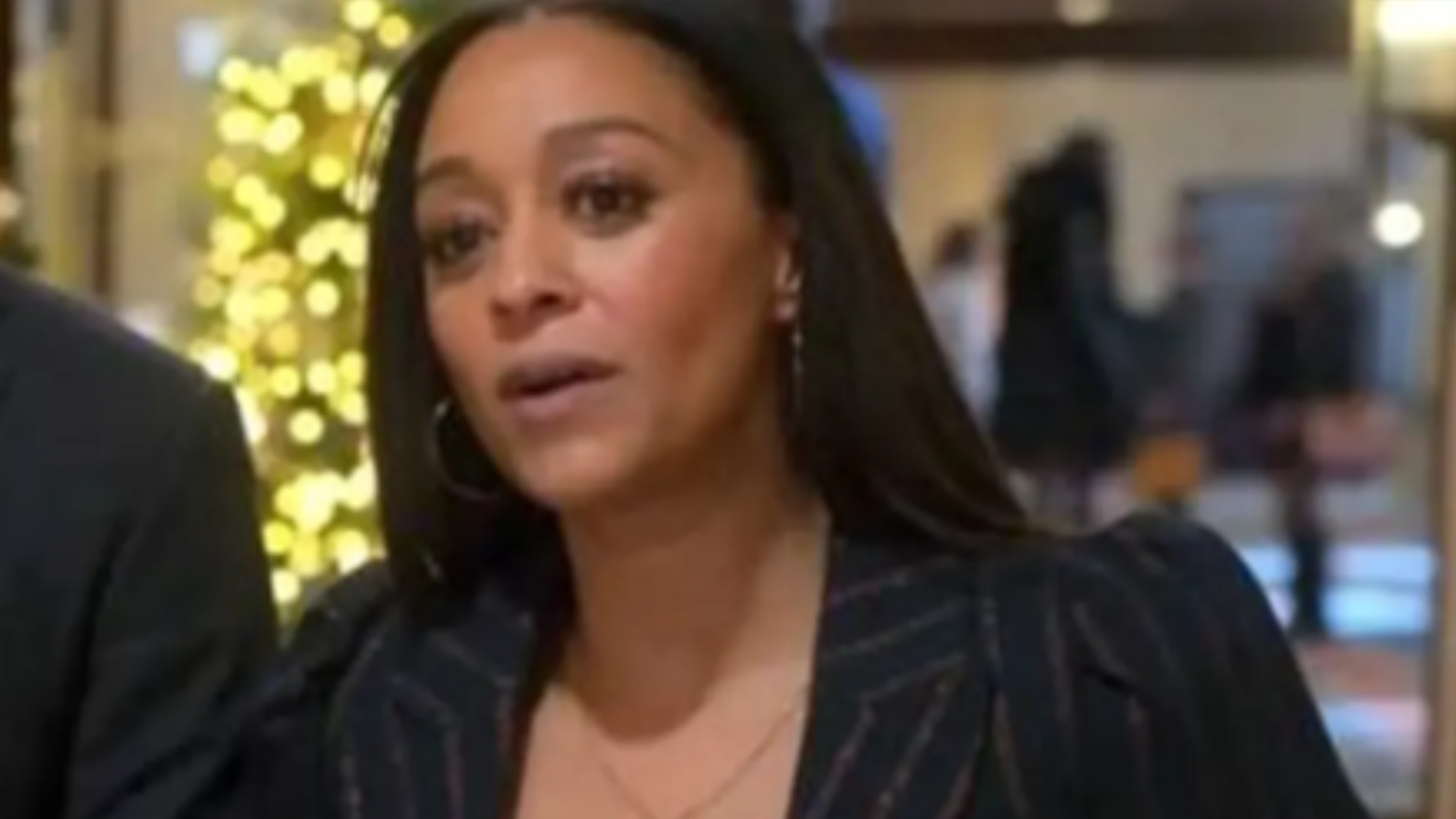Pinstripe Vest Outfit Worn by Natasha Burton on My Secret Santa Inspires Stylish Looks