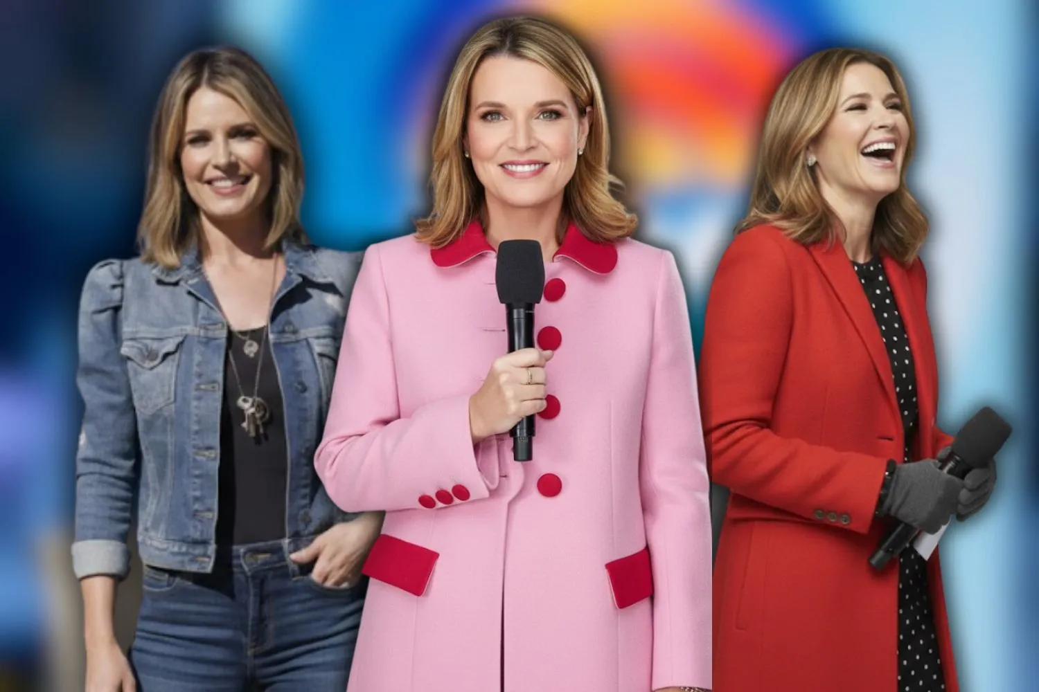 Savannah Guthrie wearing stylish jackets and coats on NBC’s Today Show, showcasing trendy and elegant outerwear looks