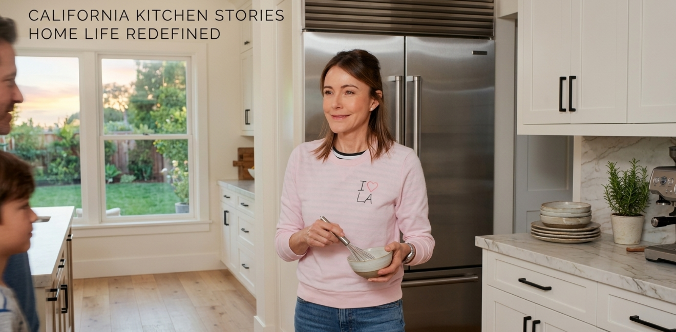 Shrinking S03 Liz I Heart LA baby pink sweatshirt with minimalist â€œI â™¥ LAâ€ chest print, inspired by Christa Miller’s casual TV style