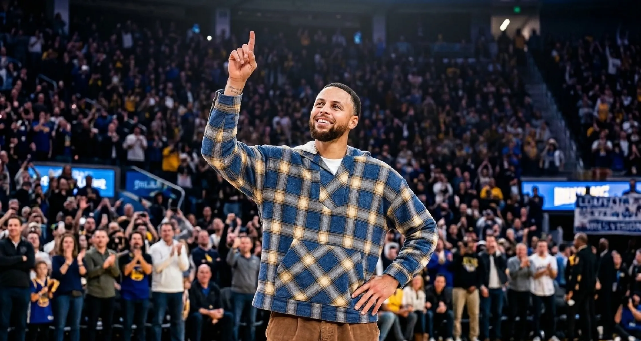 Stephen Curry Golden State Warriors vs NY Knicks blue plaid sherpa hoodie with diagonal pocket and oversized fit