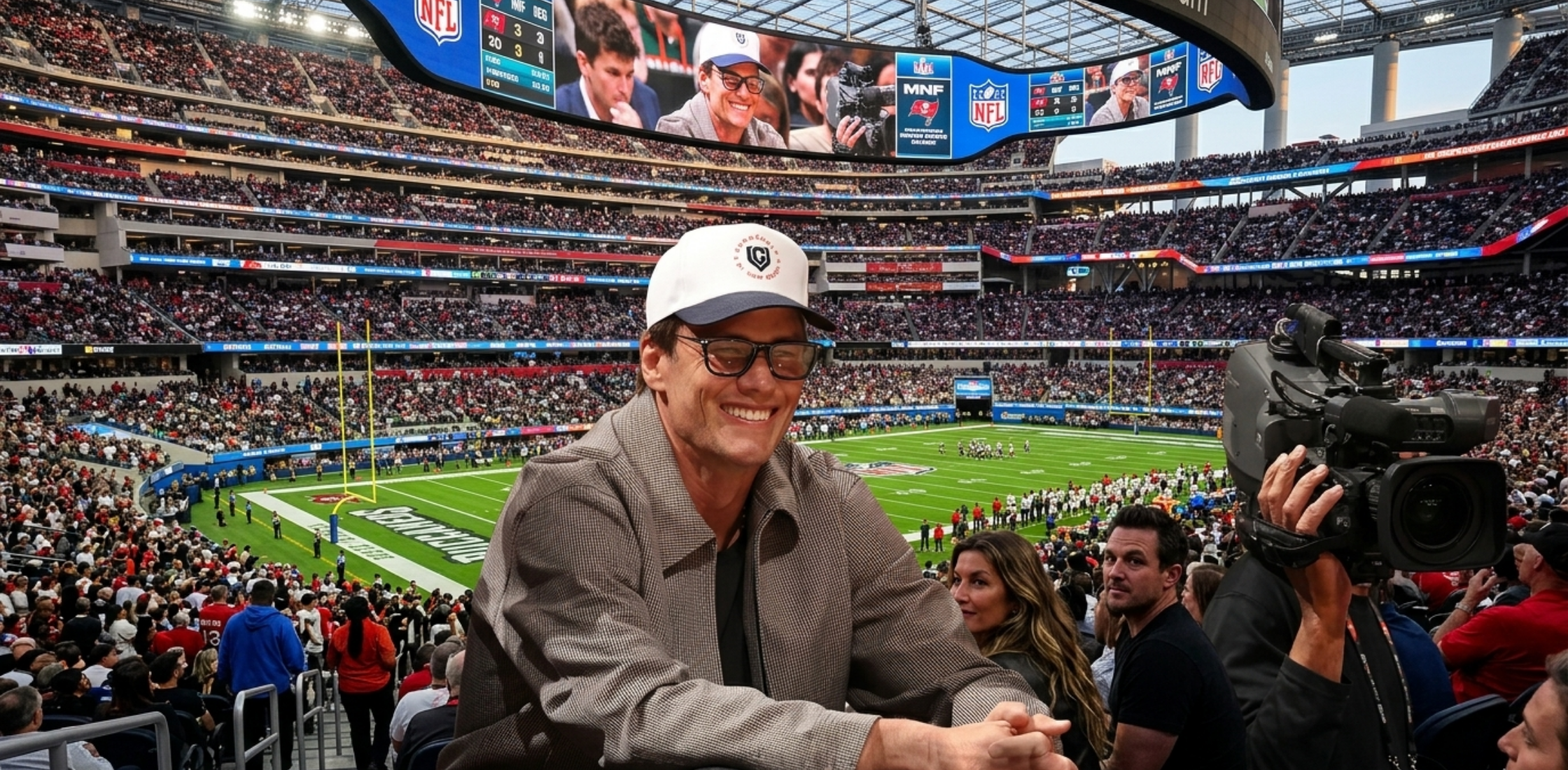 Tom Brady Grey Micro-Check Harrington Jacket at Boston Celtics vs Miami Heat courtside game