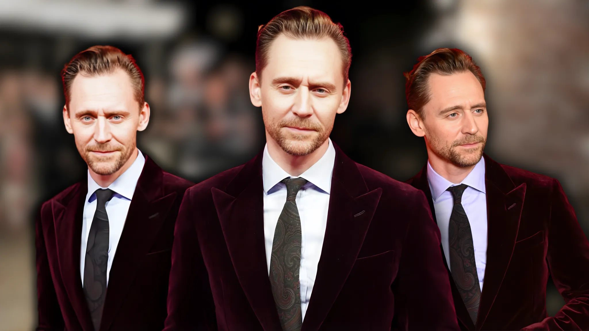 Tom Hiddleston in a Deep Burgundy Velvet Suit at the GQ Men of the Year Awards 2025