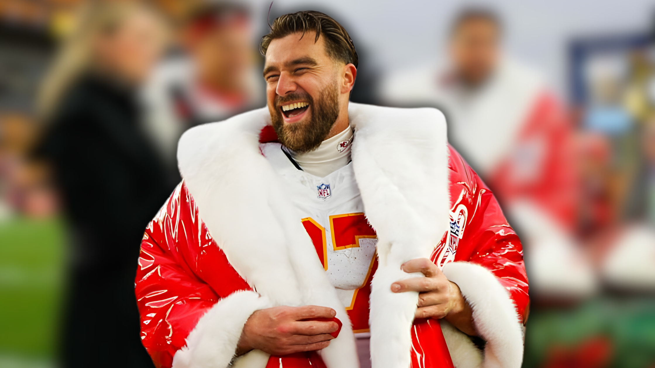 Travis Kelce Red Christmas Coat A Festive Fashion Moment in NFL History