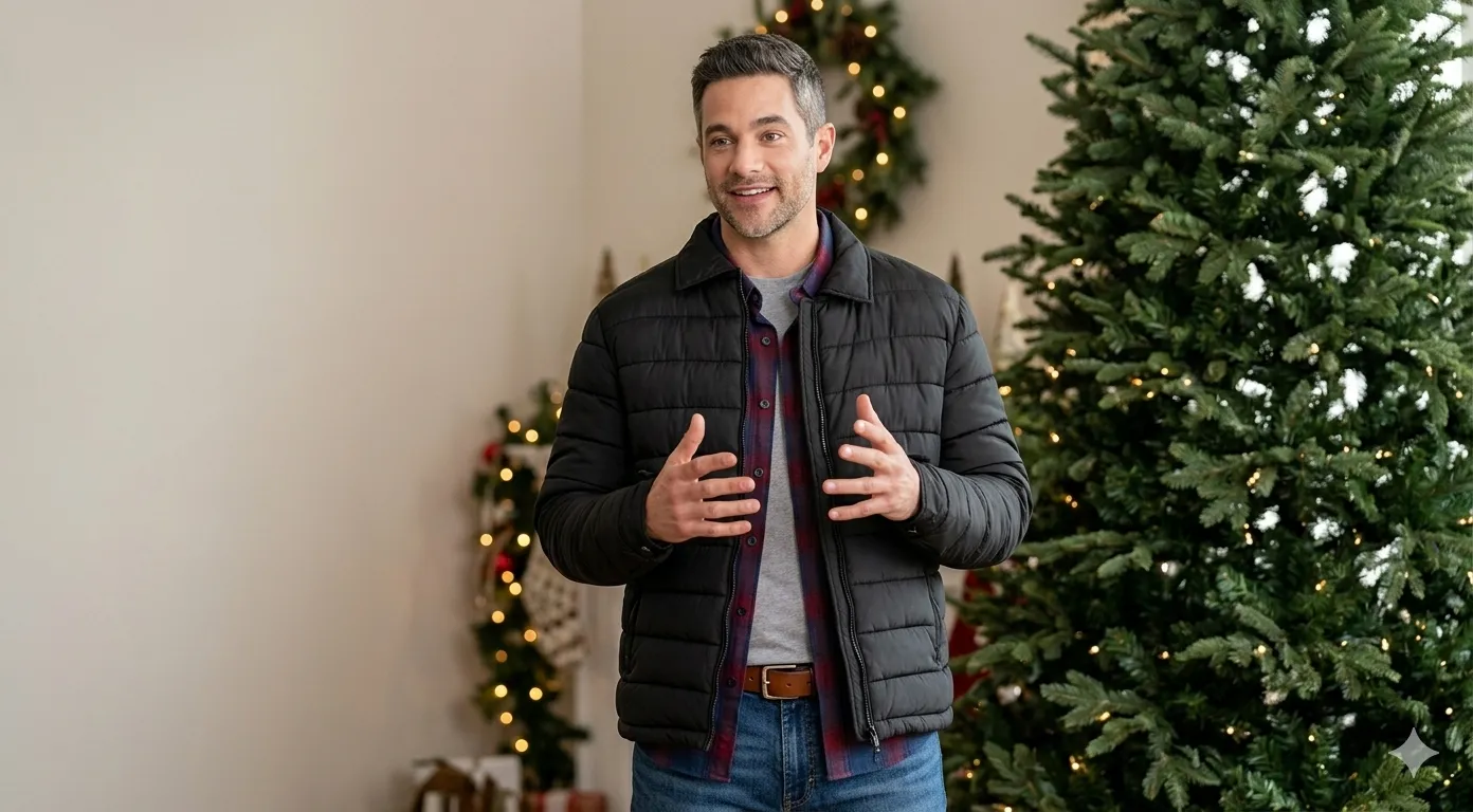 Trivia at St. Nick’s Brant Daugherty Deep Black Quilted Puffer Jacket with Shirt Collar