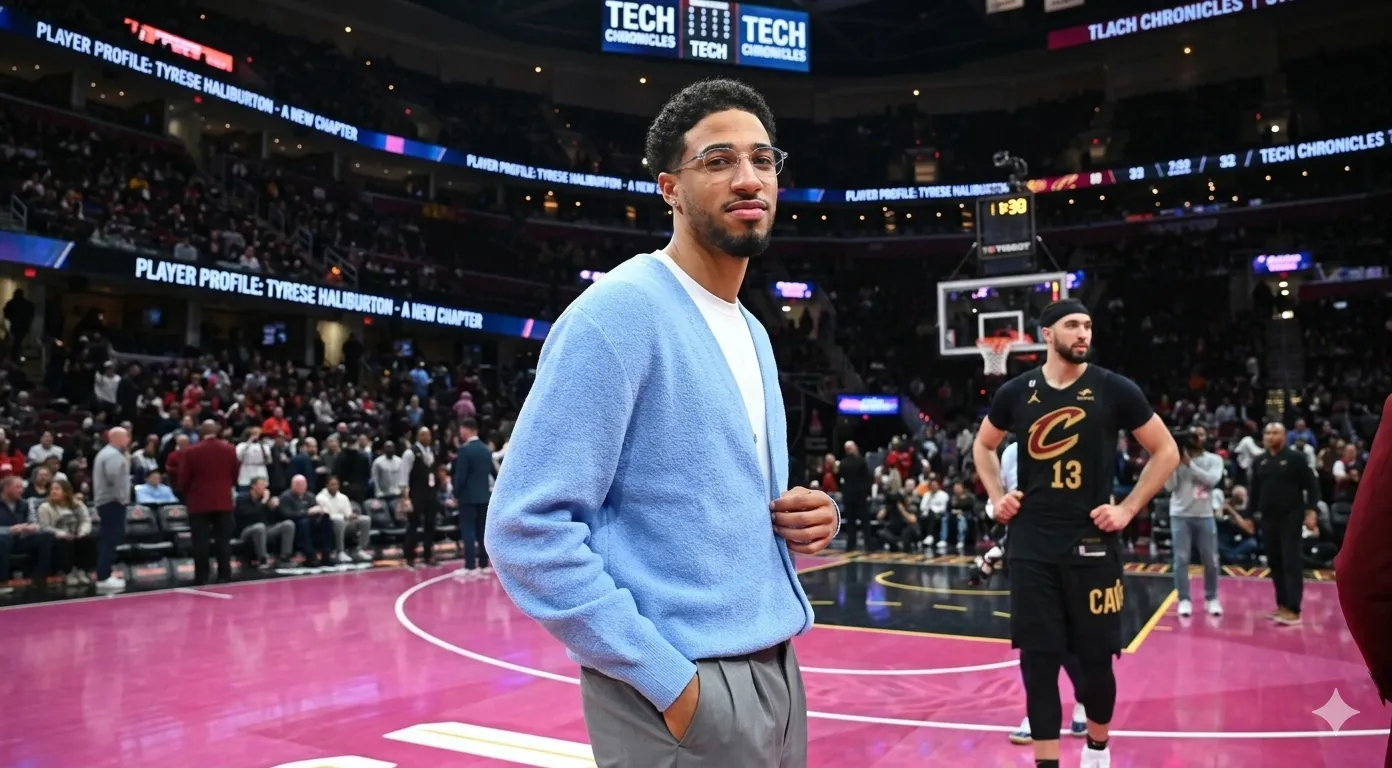 Tyrese Haliburton Rocket Arena 2025 Light Blue Oversized V-Neck Cardigan