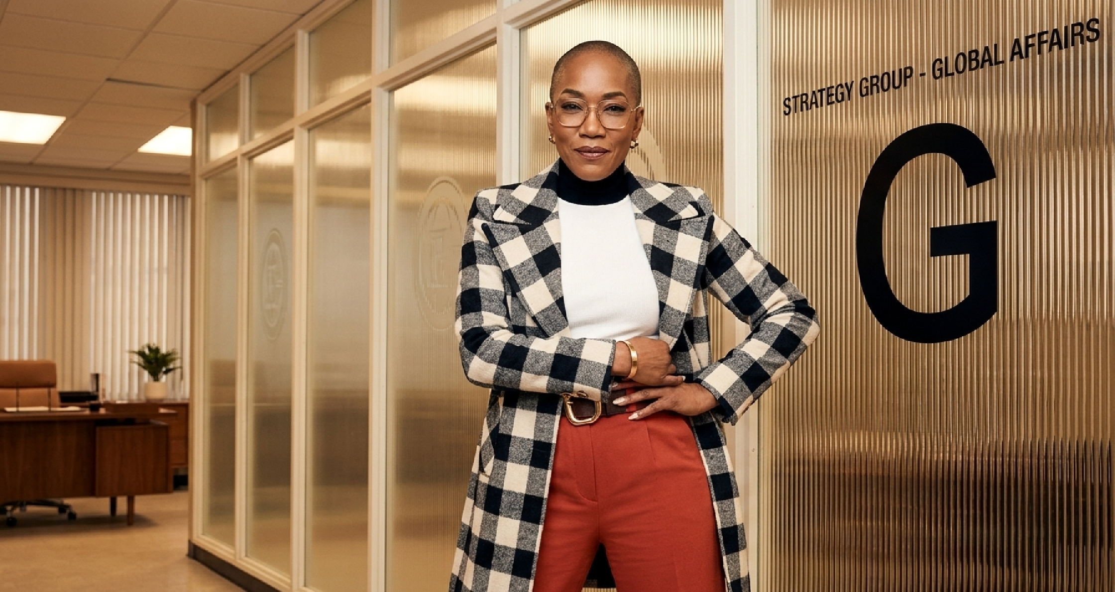 Will Trent Season 3 Sonja Sohn black and beige plaid blazer with peak lapels and tailored fit inspired by Amanda Wagner style